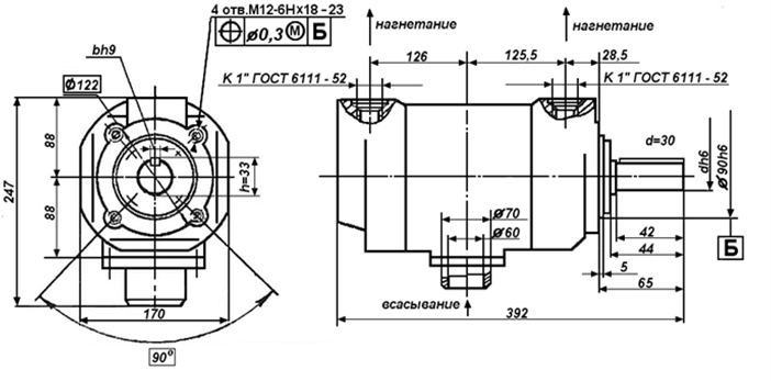 Насос пластинчатый нерегулируемый Г 12, НПл (р=6.3 МПа) - рисунок 6